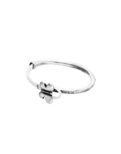 Pulsera combinada en cuero blanco y plata de ley con adorno de mariposa