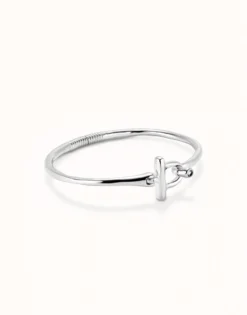 Pulsera con cierre frontal bañada en plata de ley con topacio blanco