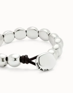 Pulsera con cuentas redondas pequeñas bañadas en plata de ley