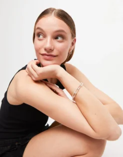 Pulsera con eslabones bañada plata de ley