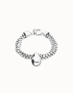 Pulsera con hilos plateados y esfera grande