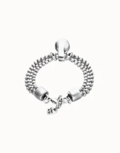 Pulsera con hilos plateados y esfera grande
