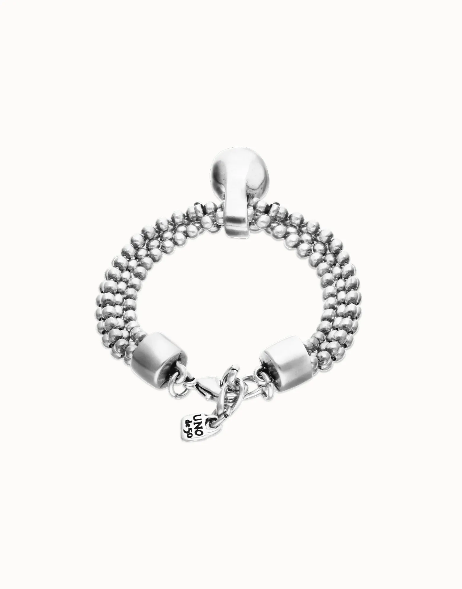 Pulsera con hilos plateados y esfera grande
