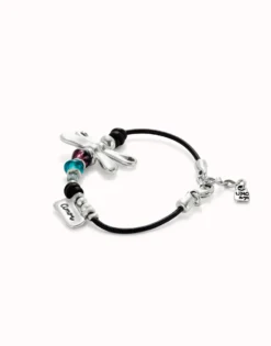 Pulsera con libélula bañada en plata de ley y cristales