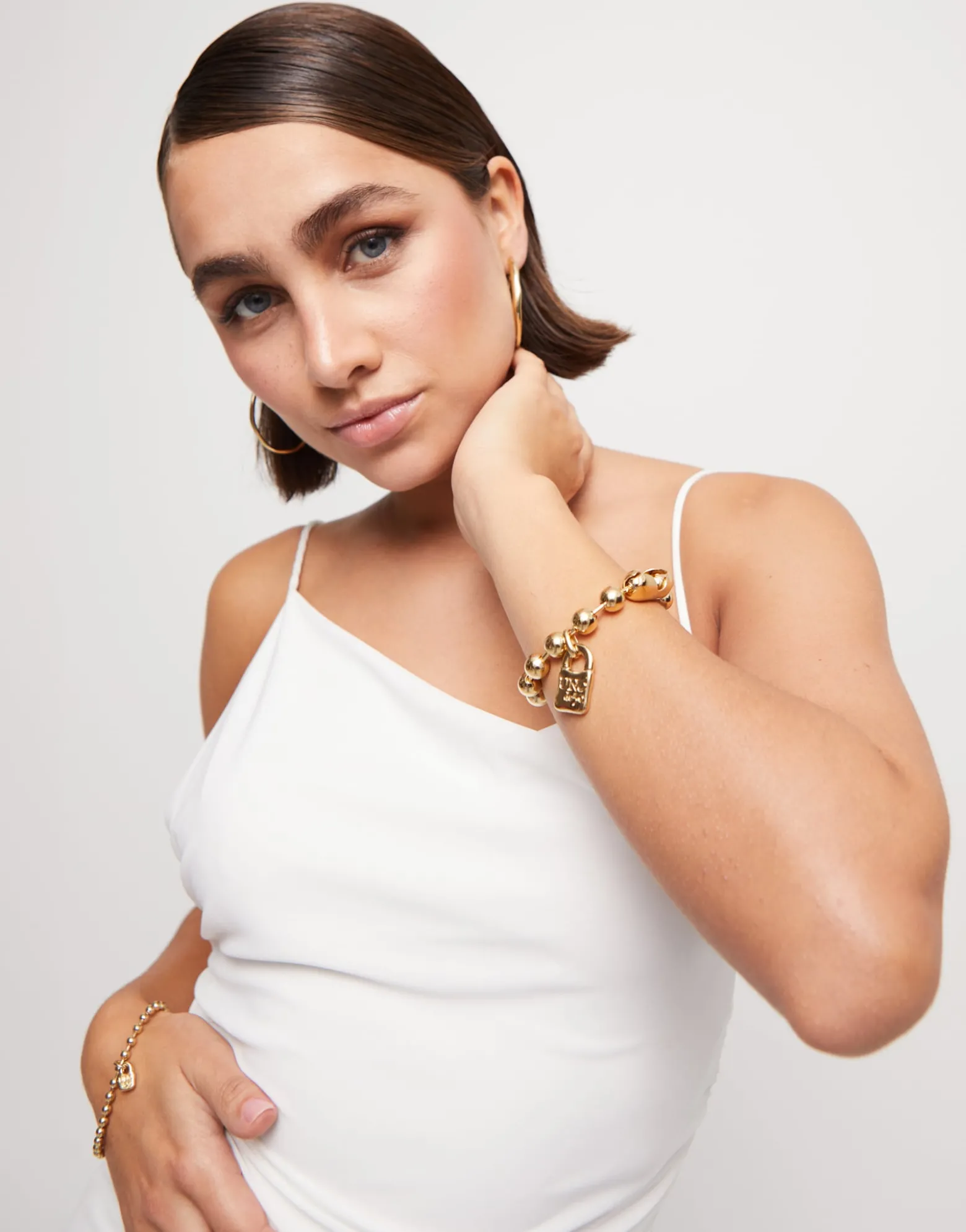 Pulsera de bolas bañada en oro de 18k