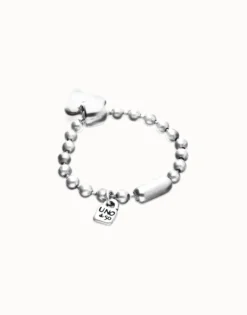 Pulsera de bolas bañada en plata de ley con detalle de corazón