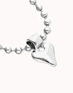 Pulsera de bolas bañada en plata de ley con detalle de corazón