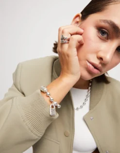 Pulsera de bolas bañada en plata de ley