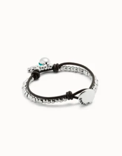 Pulsera de bolas bañadas en plata de ley con cristal de murano verde
