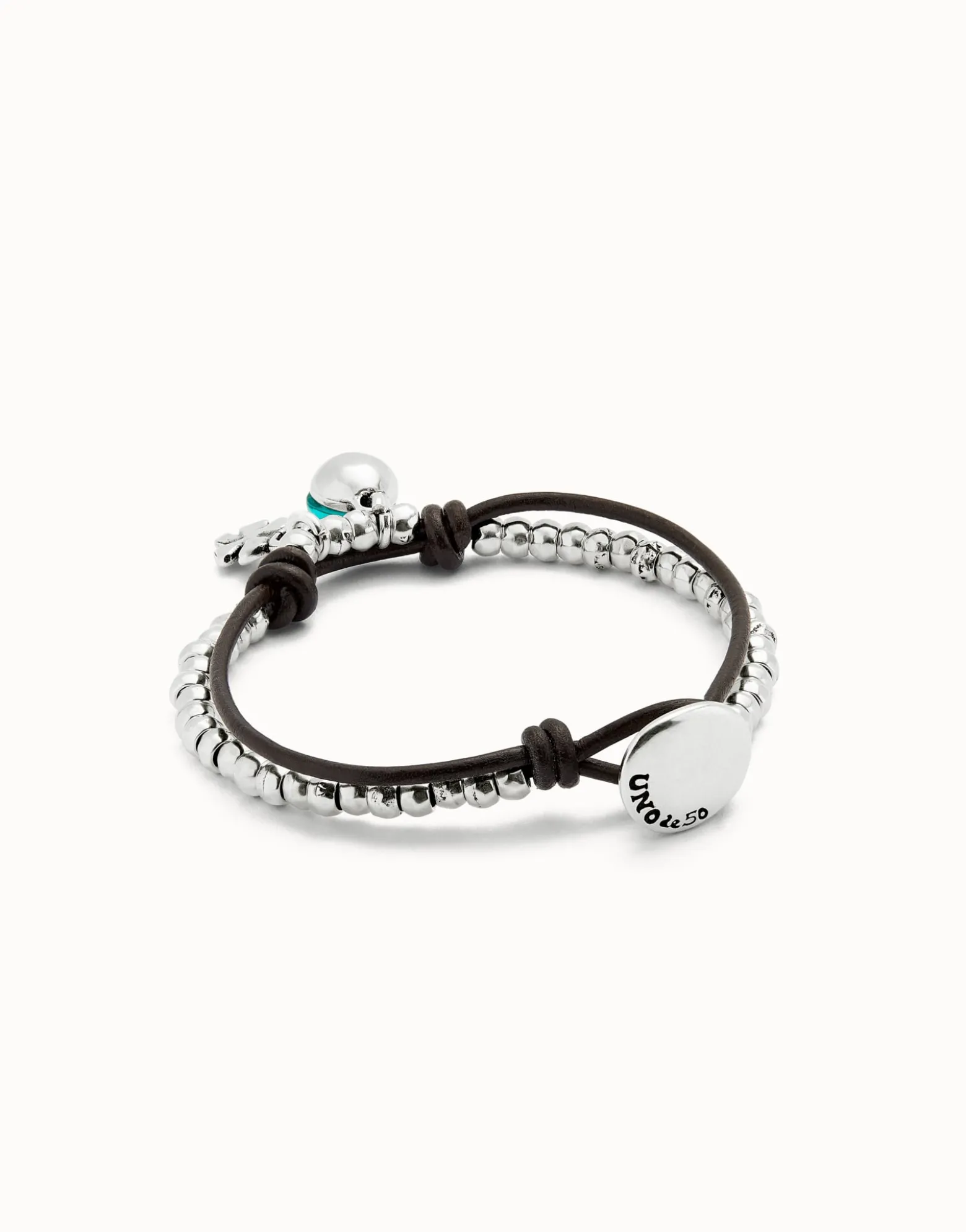 Pulsera de bolas bañadas en plata de ley con cristal de murano verde