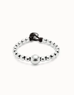 Pulsera de bolas bañadas en plata de ley y bola central de mayor tamaño