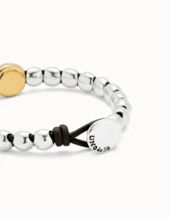 Pulsera de bolas bañadas en plata de ley y bola central bañada en oro 18k