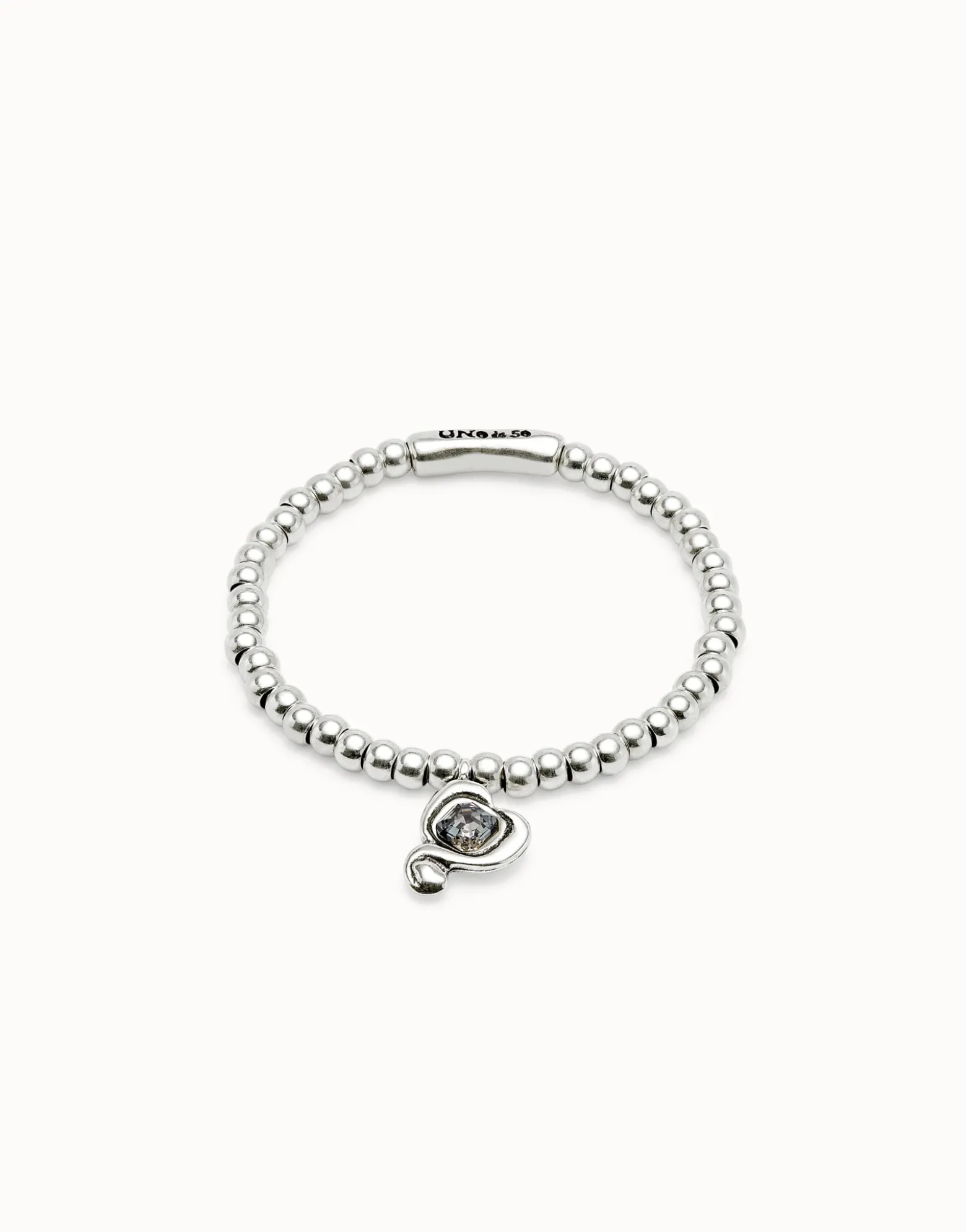Pulsera de bolas bañadas en plata de ley con cristal negro