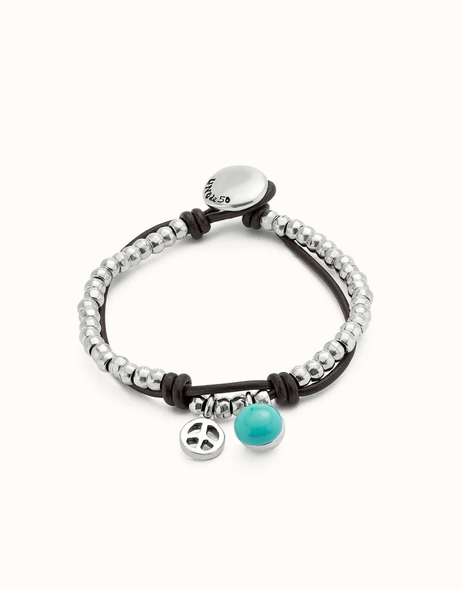 Pulsera de bolas bañadas en plata de ley con cristal de murano turquesa