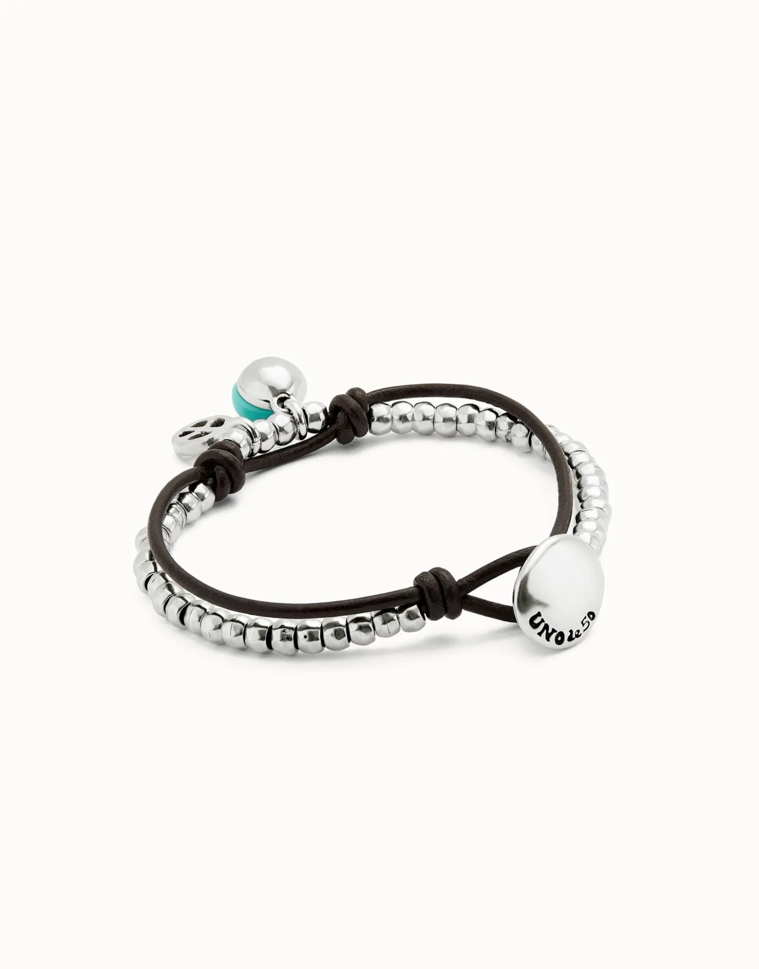 Pulsera de bolas bañadas en plata de ley con cristal de murano turquesa