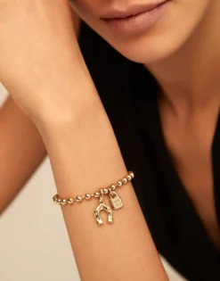 Pulsera de bolitas bañada en oro de 18k