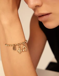 Pulsera de bolitas bañada en oro de 18k