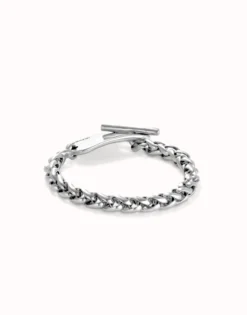 Pulsera de cadena bañada en plata de ley con pieza ajustable central