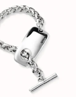 Pulsera de cadena bañada en plata de ley con pieza ajustable central