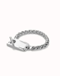 Pulsera de cadena bañada en plata de ley con pieza ajustable central