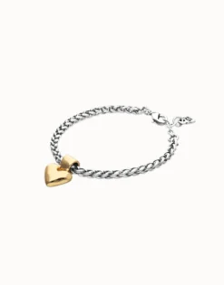 Pulsera de cadena con detalle de corazón pequeño bañado en oro 18k