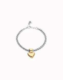 Pulsera de cadena con detalle de corazón pequeño bañado en oro 18k