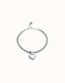 Pulsera de cadena con detalle de corazón pequeño bañado en plata de ley