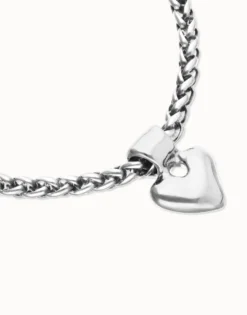 Pulsera de cadena con detalle de corazón pequeño bañado en plata de ley