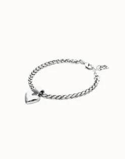 Pulsera de cadena con detalle de corazón pequeño bañado en plata de ley