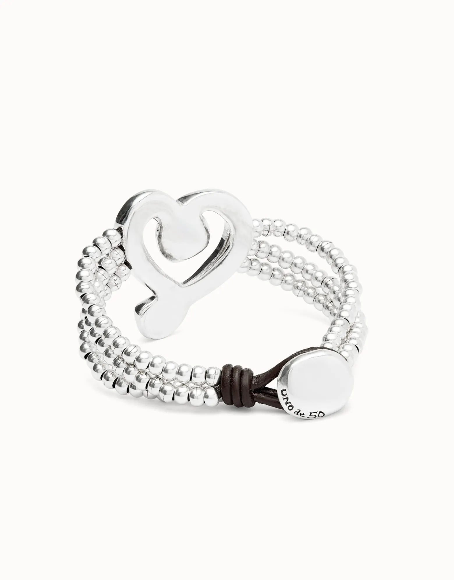 Pulsera de cuentas con corazón bañado en plata de ley con cristal negro