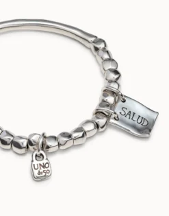 Pulsera de cuentas y pieza tubular de bañada en plata