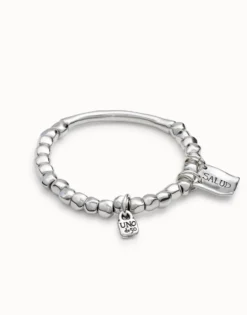 Pulsera de cuentas y pieza tubular de bañada en plata