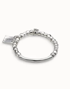 Pulsera de cuentas y pieza tubular de bañada en plata