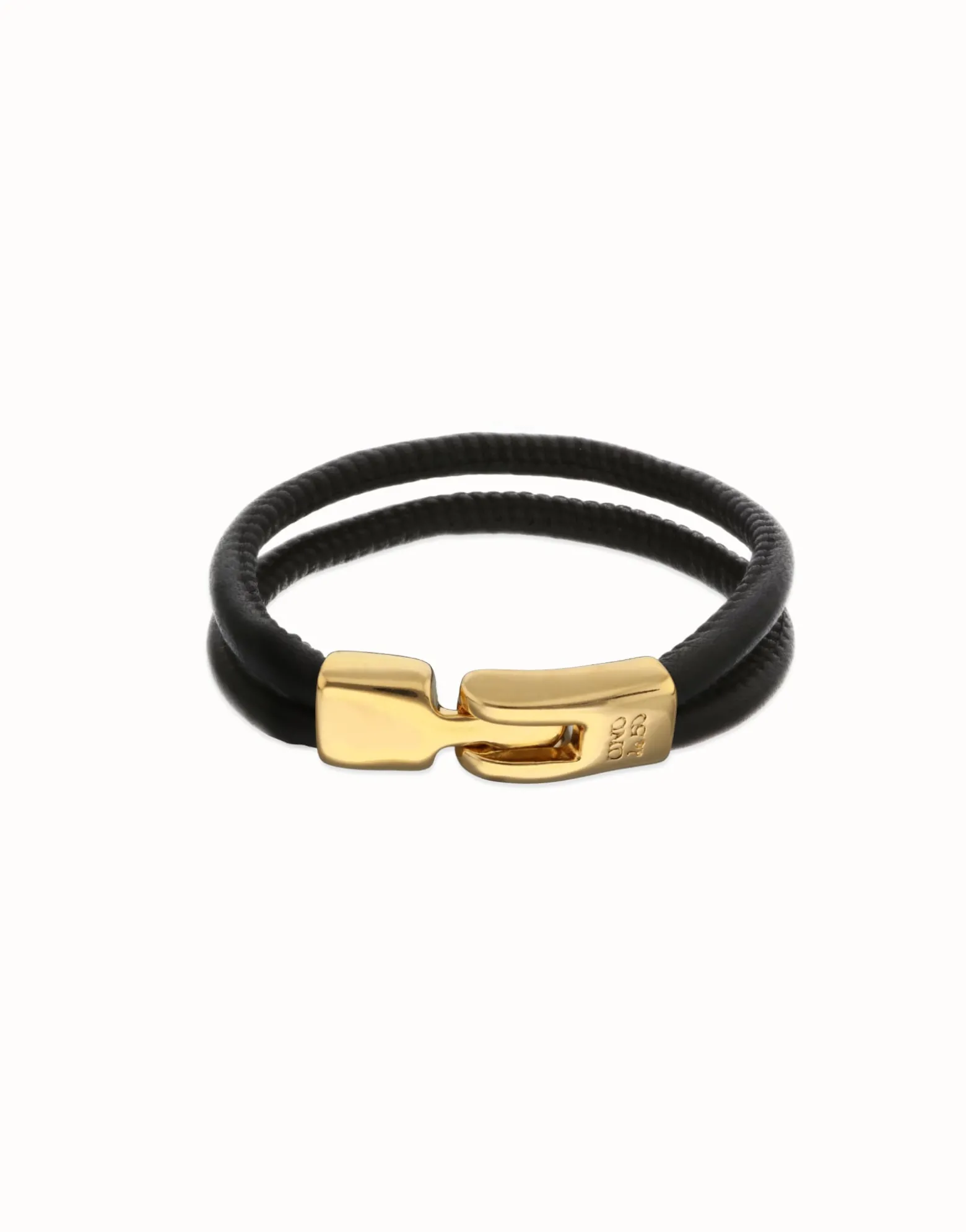 Pulsera de cuero con cierre dorado