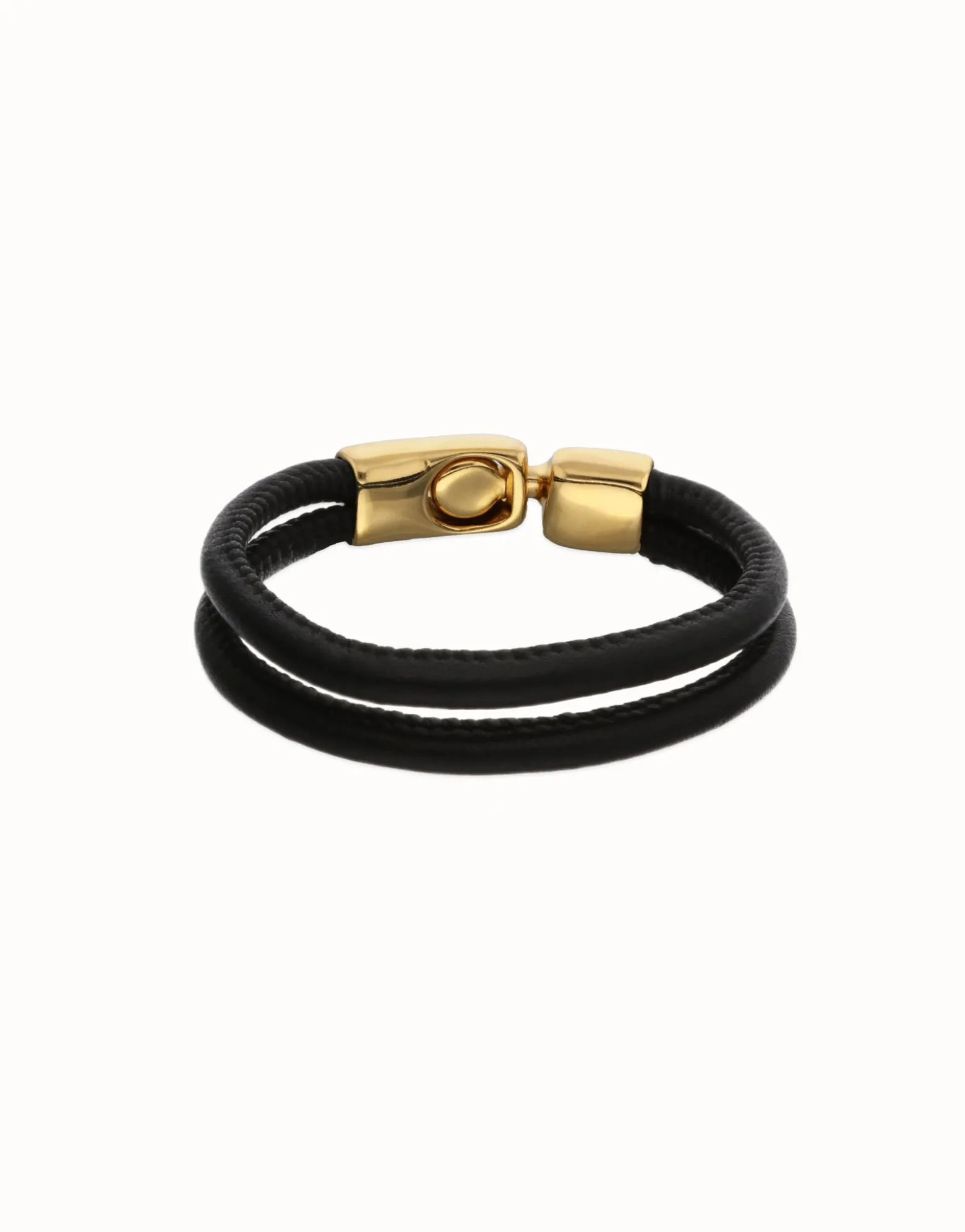 Pulsera de cuero con cierre dorado