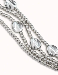 Pulsera de cuero marrón y cuentas bañadas en plata de ley