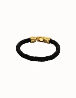 Pulsera de cuero trenzada con cierre dorado