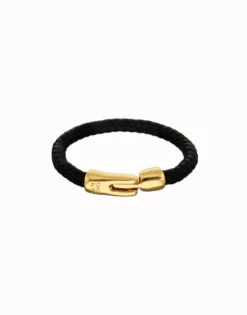 Pulsera de cuero trenzada con cierre dorado