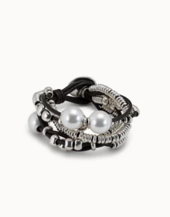 Pulsera de cuero y baño en plata de ley