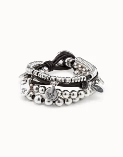 Pulsera de cuero y baño en plata de ley