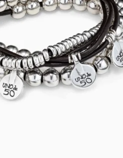 Pulsera de cuero y baño en plata de ley