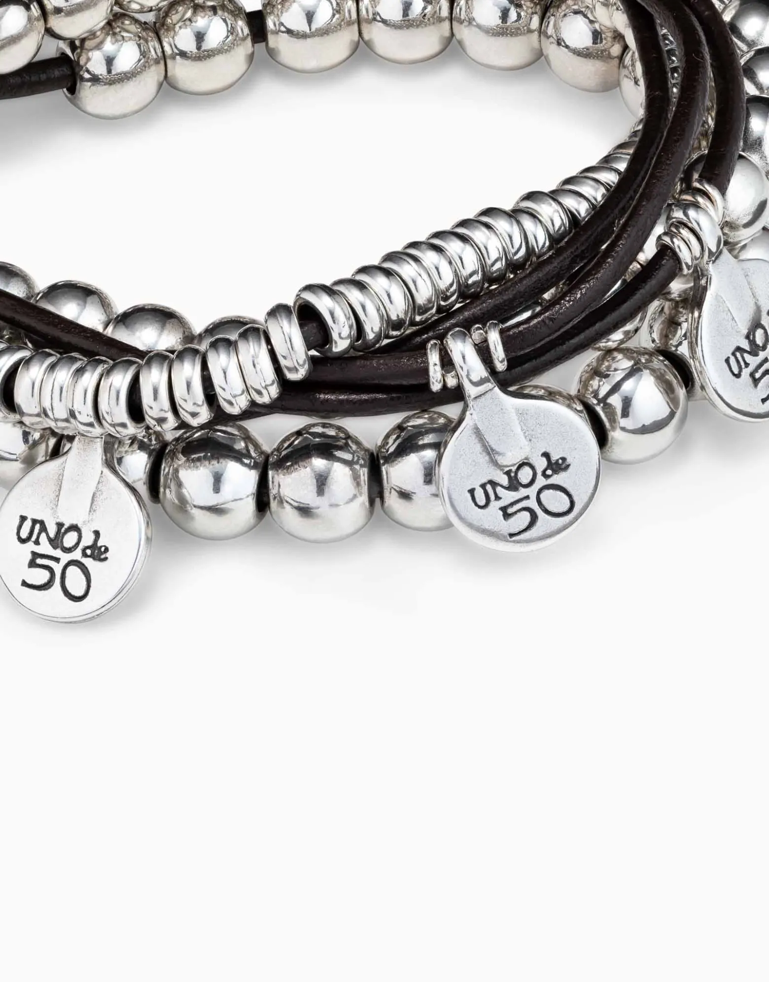 Pulsera de cuero y baño en plata de ley