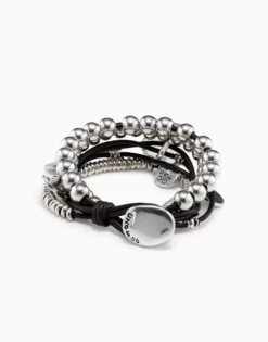 Pulsera de cuero y baño en plata de ley