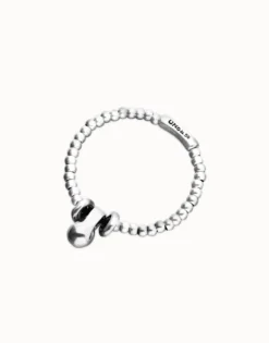 Pulsera de esferas de tamaño pequeño y grande bañada en plata de ley