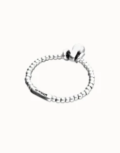 Pulsera de esferas de tamaño pequeño y grande bañada en plata de ley