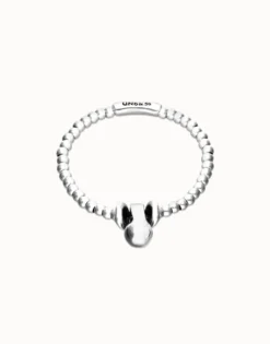 Pulsera de esferas de tamaño pequeño y grande bañada en plata de ley