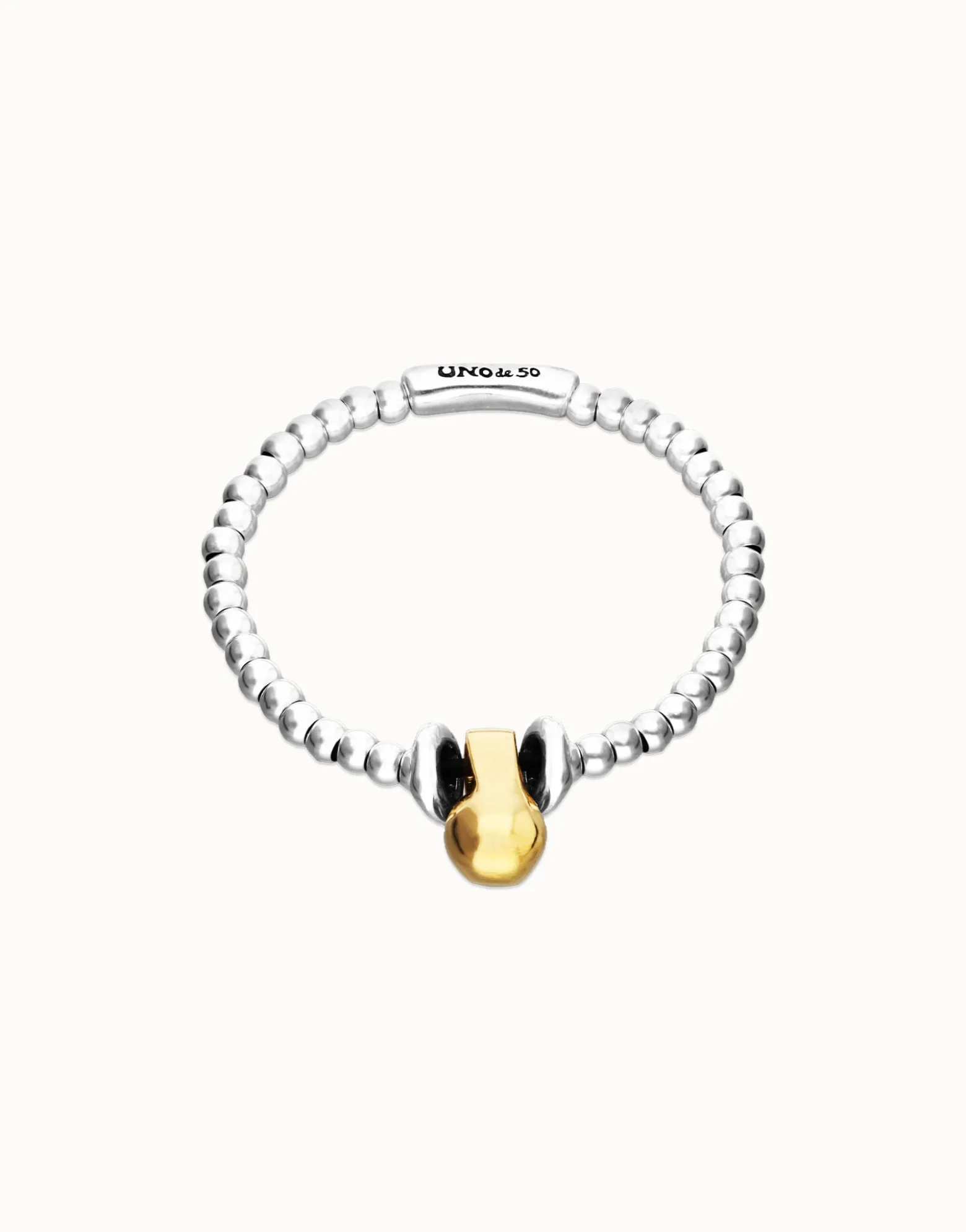 Pulsera de esferas en combinación de baño oro y plata