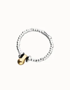 Pulsera de esferas en combinación de baño oro y plata