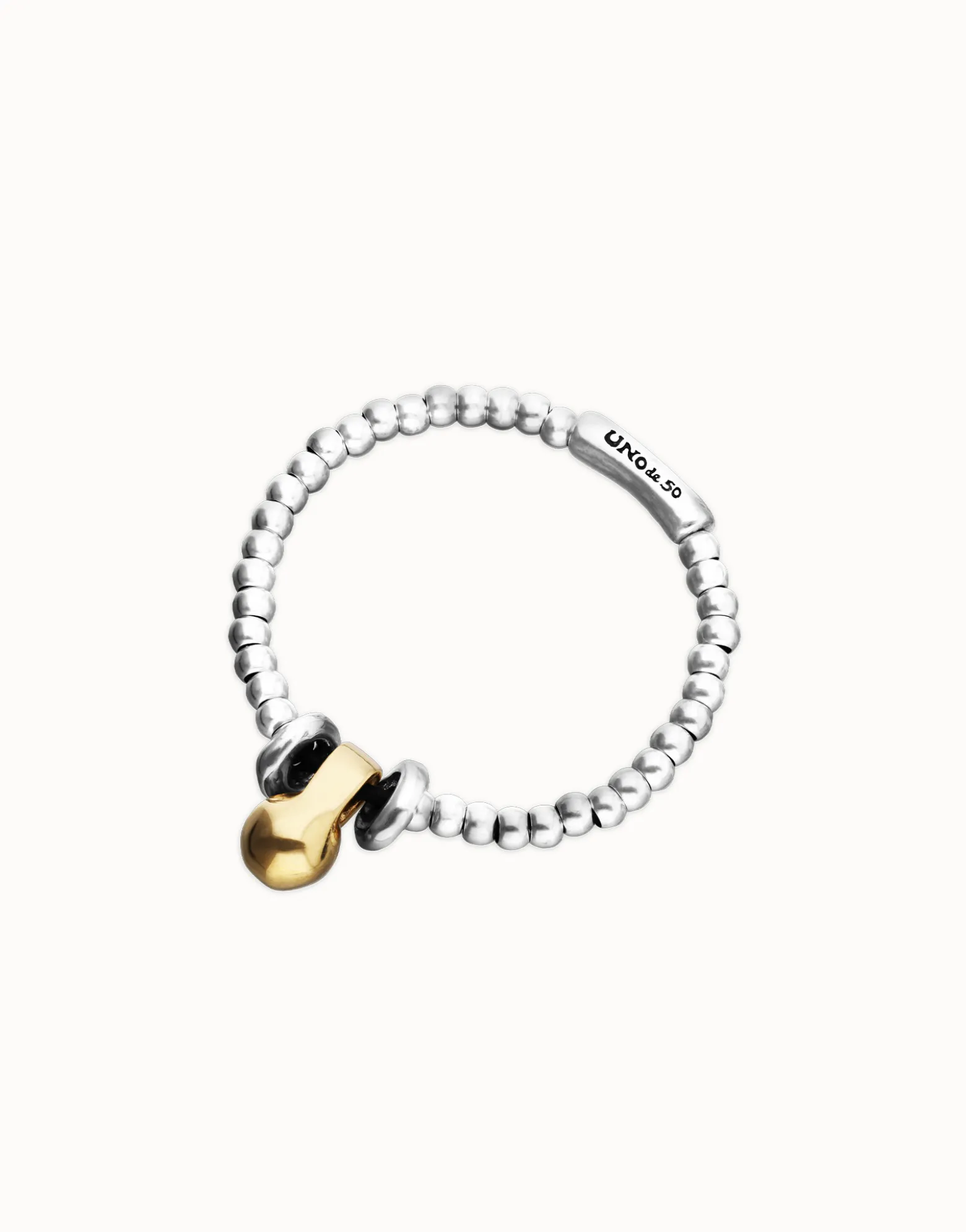 Pulsera de esferas en combinación de baño oro y plata