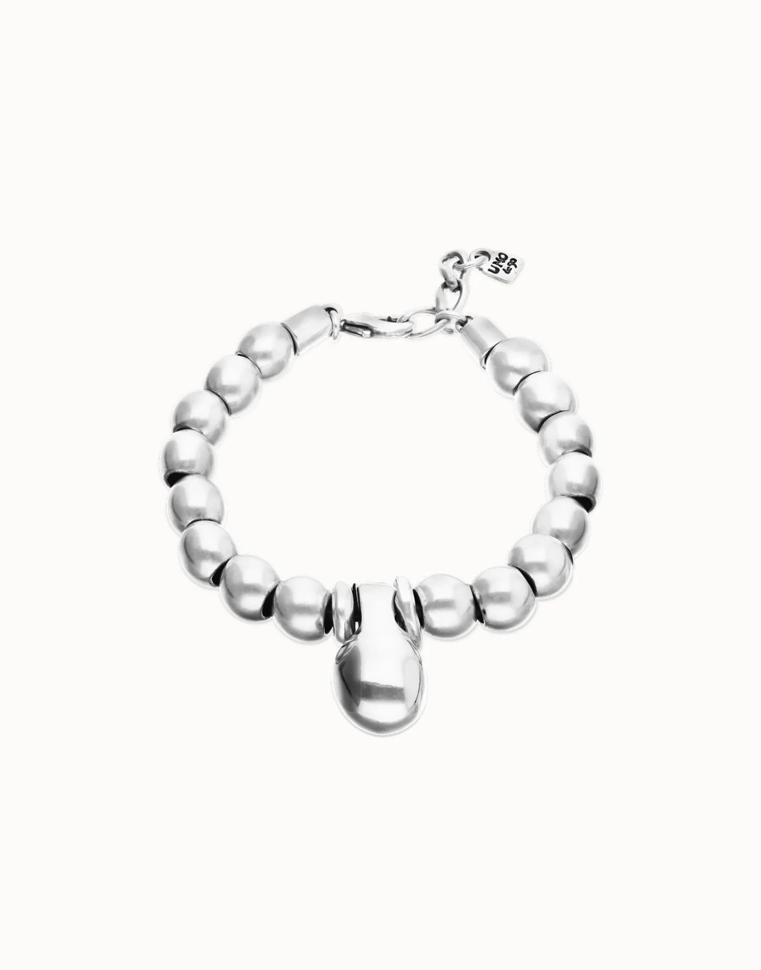 Pulsera de esferas medianas bañadas en plata de ley y esfera grande